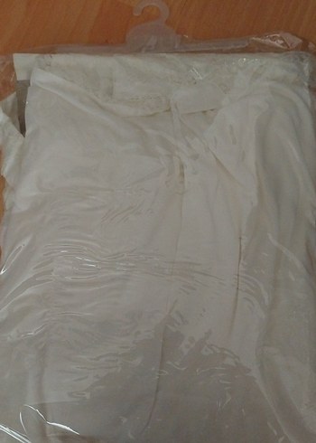 Diğer Uzun Kollu Beyaz Hamile ve Emzirme Pijama Takımı