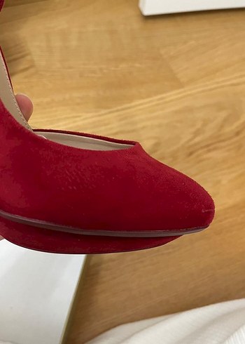 Zara Klasik Kırmızı Süet Stiletto - Görsel 5