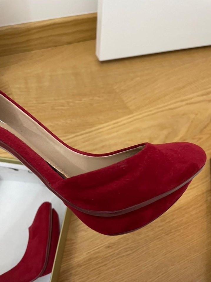 Zara Klasik Kırmızı Süet Stiletto - Görsel 4