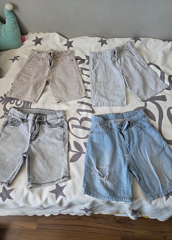 Gri Denim Erkek Çocuk Şortları - Rahat Kesim