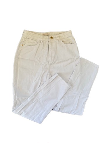 Pierre Cardin Beyaz Mom Yüksek Bel Jeans