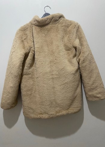 Bej Peluş Kadın Midi Mont - Görsel 6