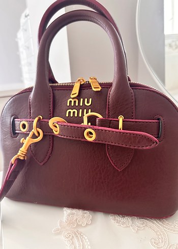 Beden bordo Renk Miu Miu Bordo Deri Kadın Çanta