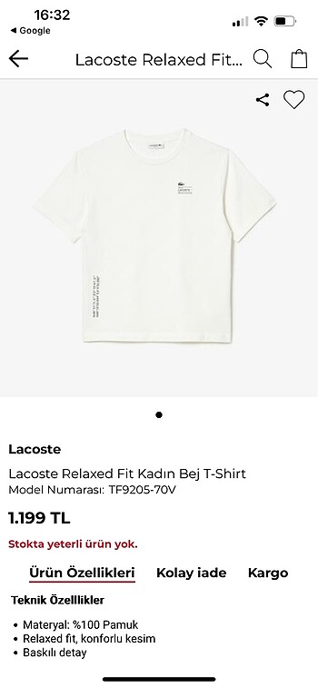 Lacoste Kadın Tişört