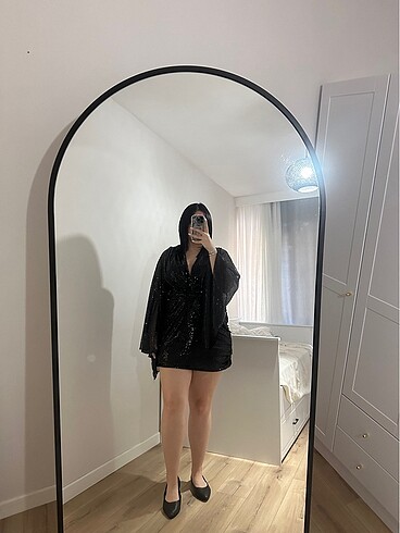 Zara Siyah payetli elbise