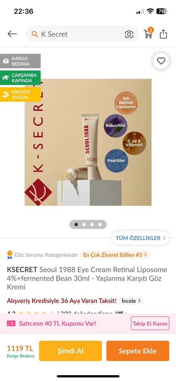 k secret retinal eye cream - Görsel 3