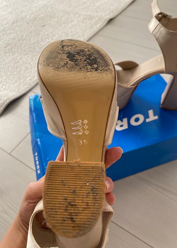 Bej Platform Topuklu Kadın Abiye Ayakkabı - Görsel 4