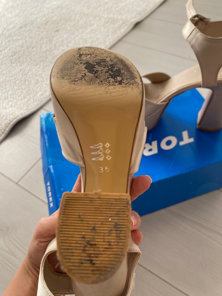 Bej Platform Topuklu Kadın Abiye Ayakkabı - Görsel 4