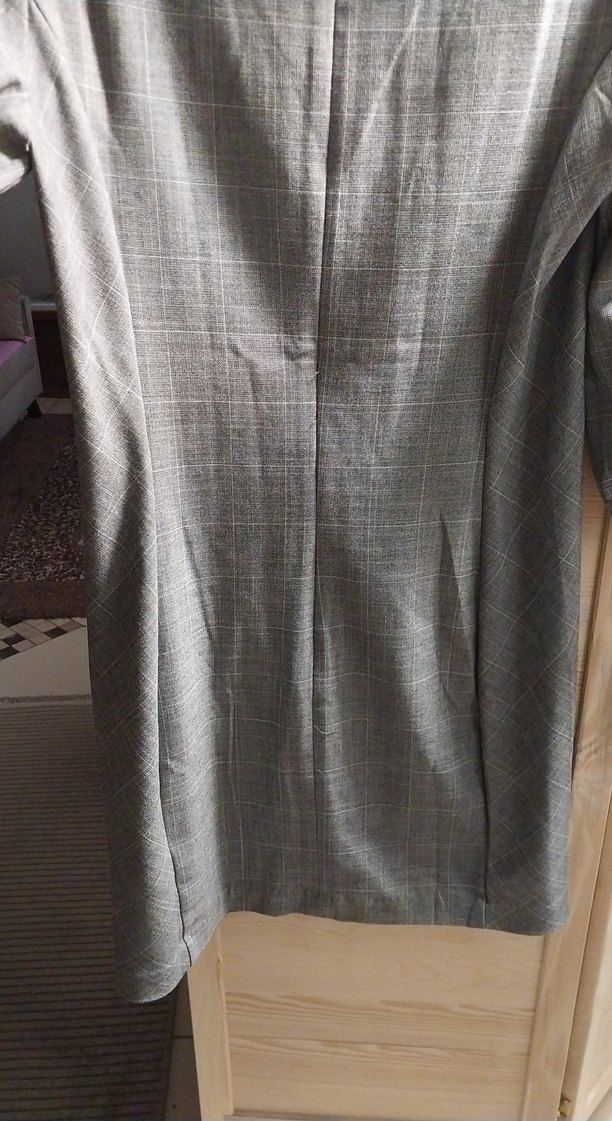 Gri Midi Hamile Ceket Drapeli Kısa Kollu - Görsel 3