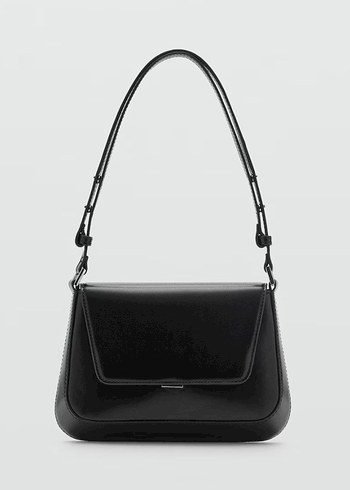 Mango Siyah Deri Tokalı Minimalist Kadın Çanta