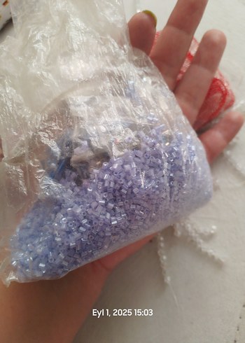 kristak cam beyaz boncuk ,boru kısa boncuk .Takı malzeme - Görsel 4