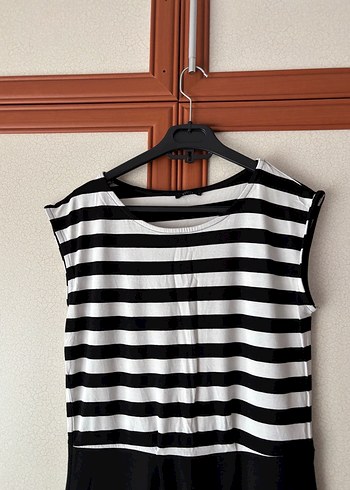 Çizgili Siyah Kadın Elbise - Görsel 3