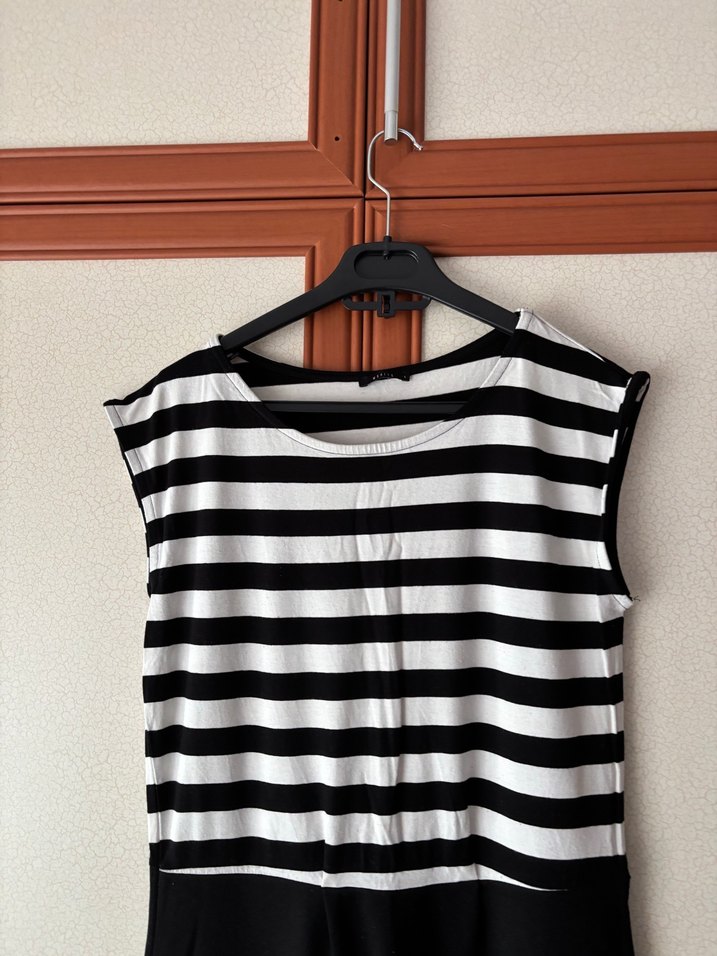 Çizgili Siyah Kadın Elbise - Görsel 3