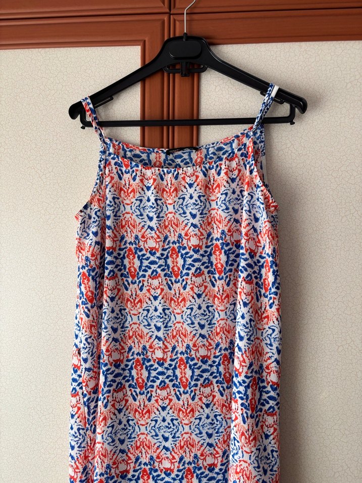 Bohem Çok Renkli Uzun Askılı Elbise - Görsel 2