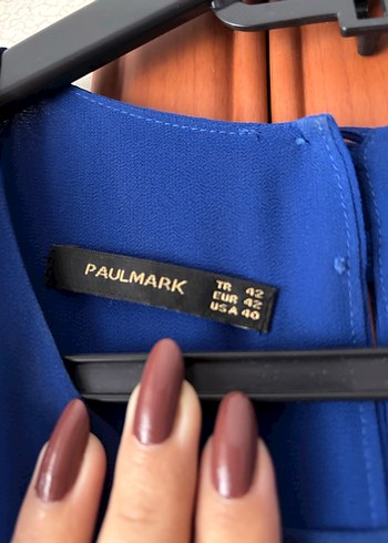 Mavi Drapeli Uzun Abiye Elbise - Görsel 3