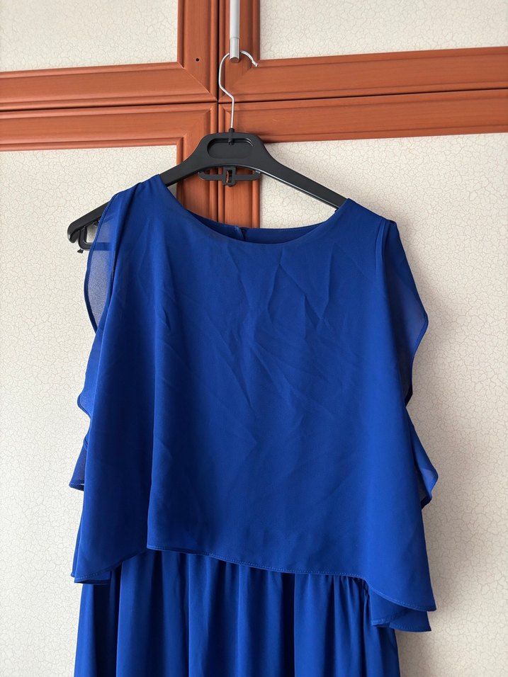 Mavi Drapeli Uzun Abiye Elbise - Görsel 2