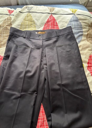 Düğmeli Gri Kadın Kumaş Pantolon - Görsel 2