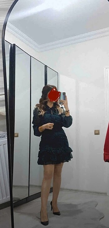 m Beden çeşitli Renk Desenli Astarlı mini elbise