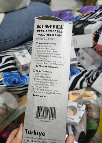 Kumtel Şarj Edilebilir Mini El Fanı Siyah - Görsel 3