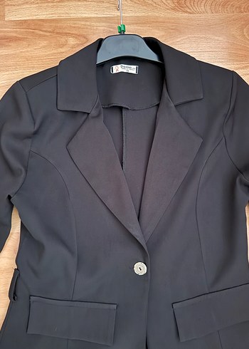 Siyah Kadın Ofis Blazeri Notch Yaka - Görsel 3