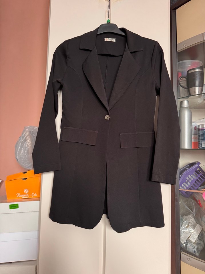 Siyah Kadın Uzun Kol Ofis Blazeri - Görsel 2