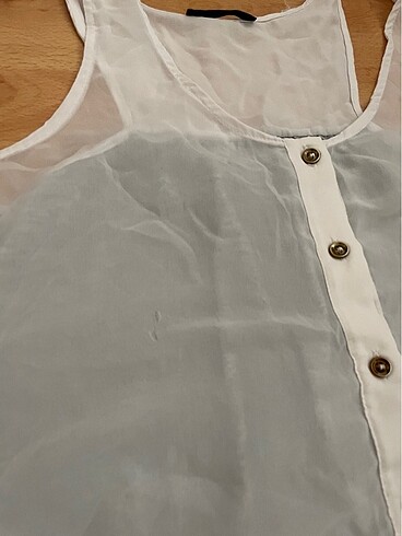 m Beden beyaz Renk Transparan şifon tişört askılı bluz