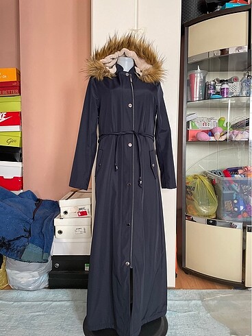 İçi yünlü polar tüylü pardesü mont kaban - Görsel 2