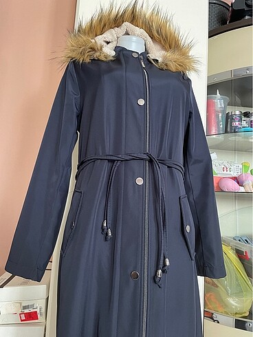 İçi yünlü polar tüylü pardesü mont kaban - Görsel 6