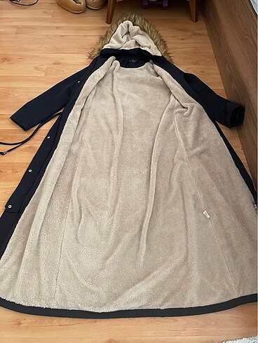 İçi yünlü polar tüylü pardesü mont kaban - Görsel 7