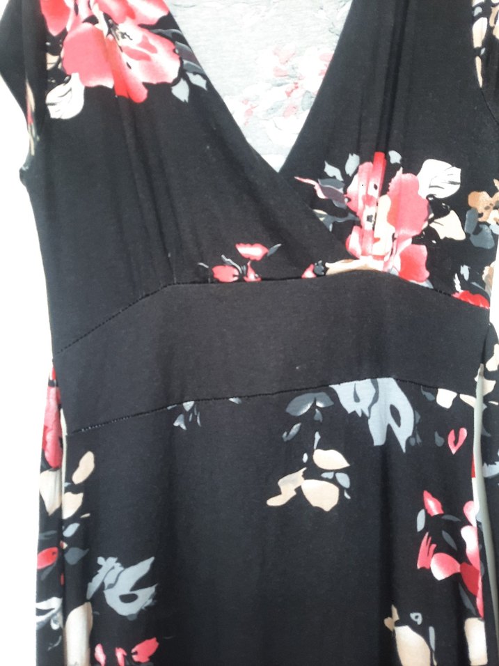 Çiçek Desenli Siyah Hamile Elbisesi - Görsel 2