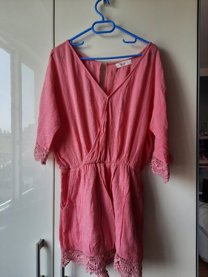 Pembe Bohem Dantel Detaylı Hamile Tunik - Görsel 2