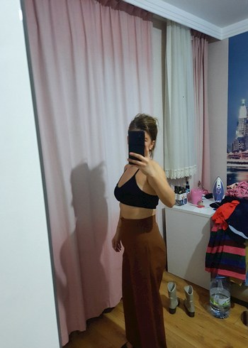 Trendyol & Milla Kadın Kahverengi Midi Salaş Pantolon