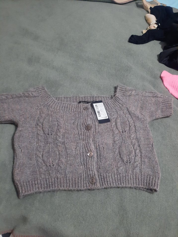 Gri Örgü Hırka - Görsel 3