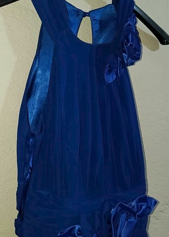 Lacivert Uzun Drapeli Abiye Elbise - Görsel 3