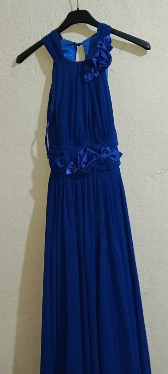 Lacivert Uzun Drapeli Abiye Elbise - Görsel 2