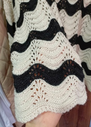 Bohem Zebra Desenli Örgü Kadın Kazak - Görsel 2