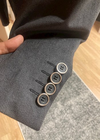 Diğer Düğmeli koyu gri ince kadife ceket