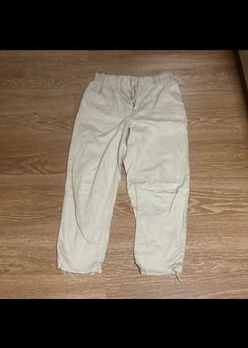 38 Beden Bej Mini kot Bol Kesim Kadın Pantolon