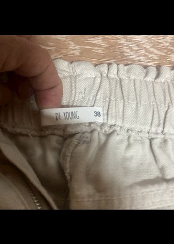 Bej Mini kot Bol Kesim Kadın Pantolon