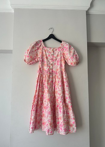 Pembe Çiçekli Kız Elbisesi