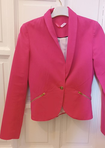 Fermuarlı Pembe Kadın Blazer Ceket