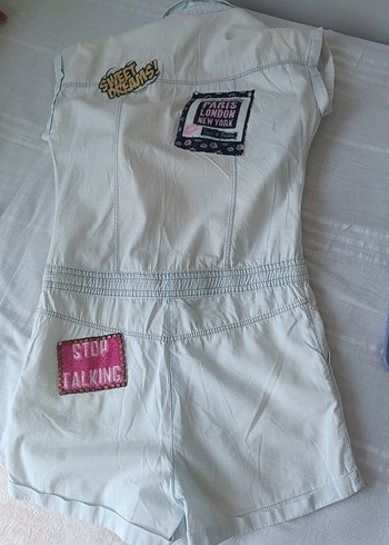 Diğer Nakışlı Düğmeli Kısa Kollu Denim Kadın Gömlek