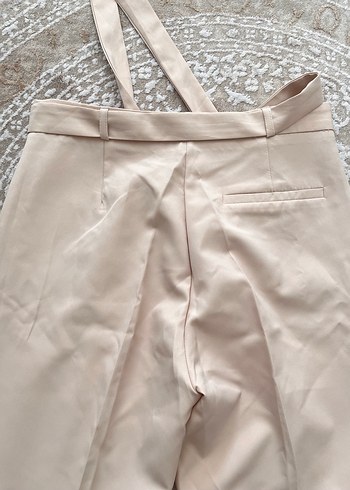 m Beden ten rengi Renk Bej Kadın Midi Kumaş Kemerli Pantolon
