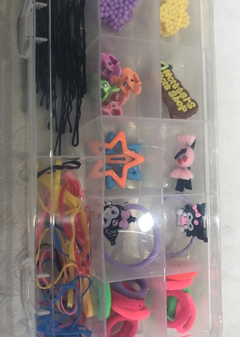 Renkli Lastikli Saç Tokası ve Klips Seti - Görsel 10