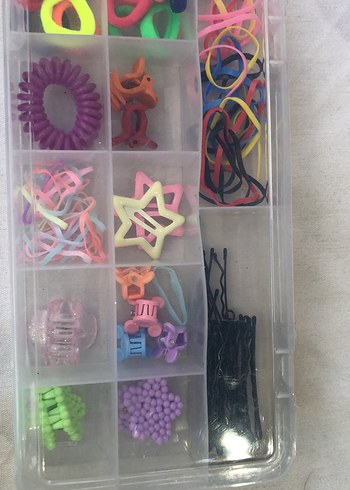 Renkli Lastikli Saç Tokası ve Klips Seti - Görsel 6