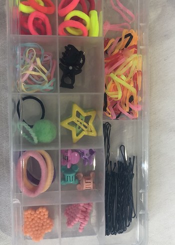 Renkli Lastikli Saç Tokası ve Klips Seti - Görsel 14