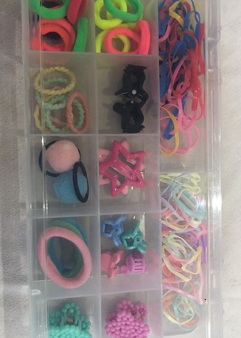 Renkli Lastikli Saç Tokası ve Klips Seti - Görsel 9