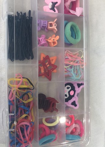 Renkli Lastikli Saç Tokası ve Klips Seti - Görsel 11