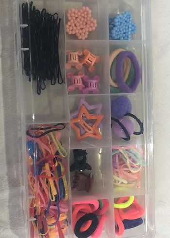 Renkli Lastikli Saç Tokası ve Klips Seti - Görsel 8