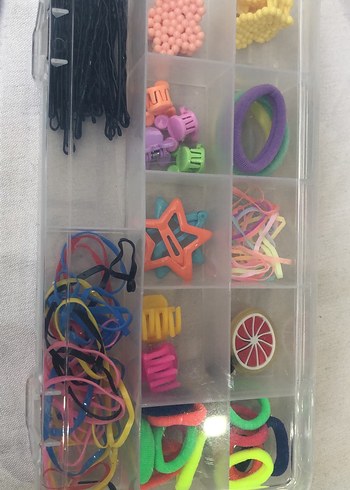 Renkli Lastikli Saç Tokası ve Klips Seti - Görsel 3